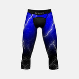 Lightning Blue and Black Compression 3/4 tights / leggings