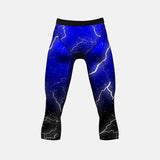 Lightning Blue and Black Compression 3/4 tights / leggings