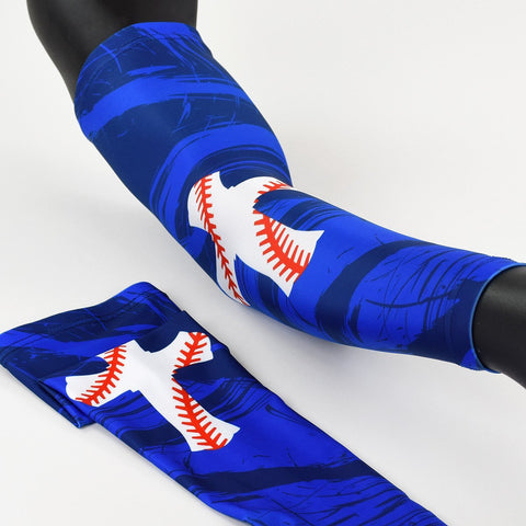 Baseball Cross Blue Arm Sleeve