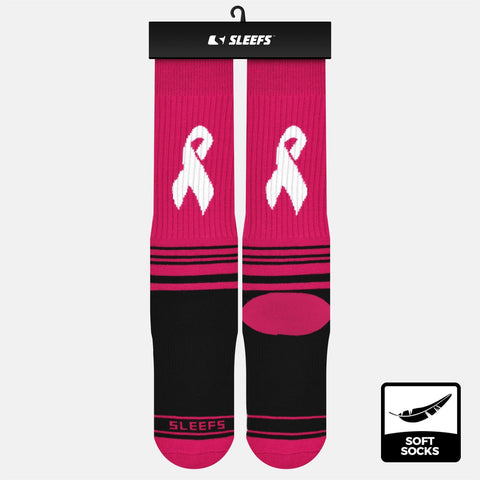 Sleefs BCA Pink Ribbon white ribbon soft socks