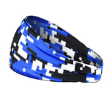 Digital camo Blue and Black Double-sided Wide Headband