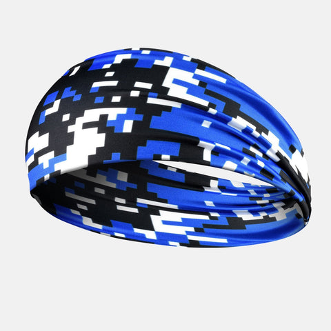 Digital camo Blue and Black Double-sided Wide Headband