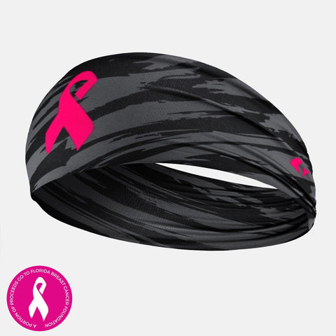 Sleefs BCA Pink Ribbon Tryton Charcoal Pink Double-sided Wide Headband