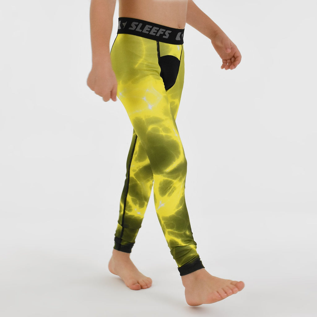 Electric Yellow Kids compression tights / leggings – timur-test-store