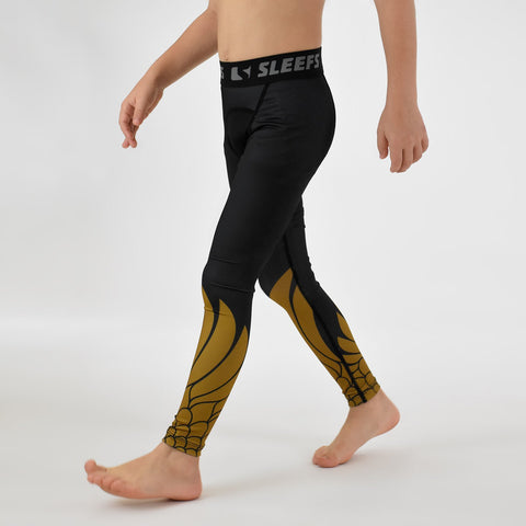 Icarus Black and Gold Kids compression tights / leggings