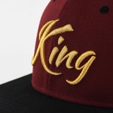 King Maroon and Gold Snapback Hat