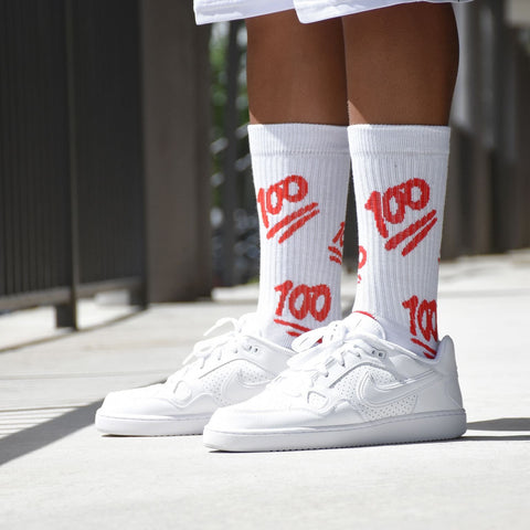 100 Emoji White soft socks