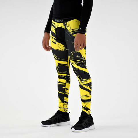 Fury yellow and black compression tights / leggings
