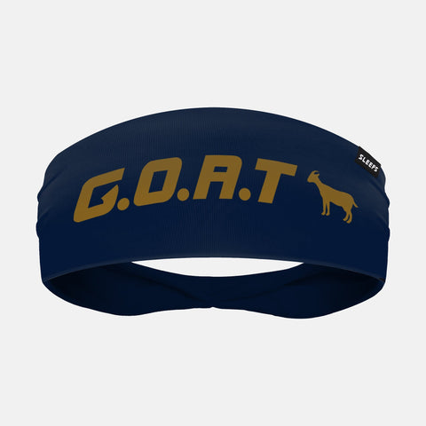 G.O.A.T Navy and Gold  Double-sided Wide Headband
