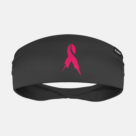 Sleefs BCA Pink Ribbon Gray Metal Pink Ribbon Double-sided Wide Headband