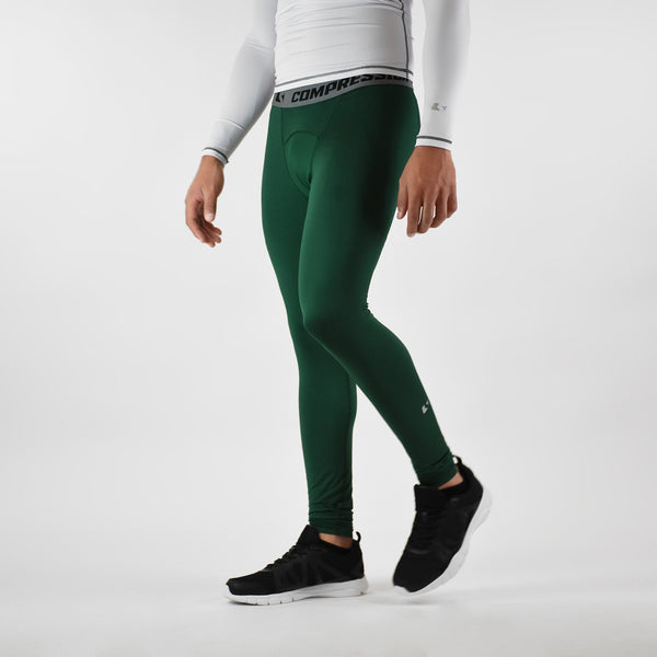 Hue Dark Green Solid compression tights leggings