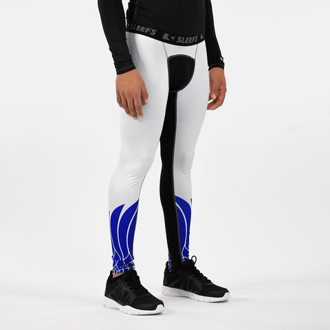 Icarus White and Blue Compression Tights / Leggings