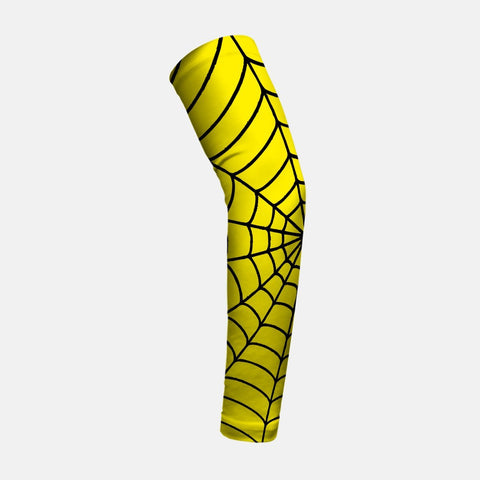 Yellow with Black Web Pattern Kids Arm Sleeve