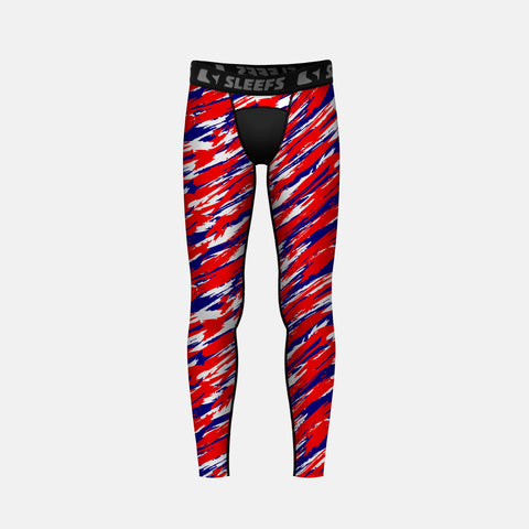 Tryton Red, Blue and White Kids compression tights / leggings