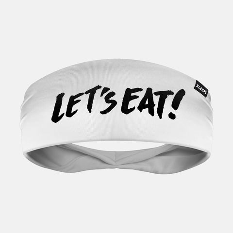 Lets Eat White Double-Side Wide Headband