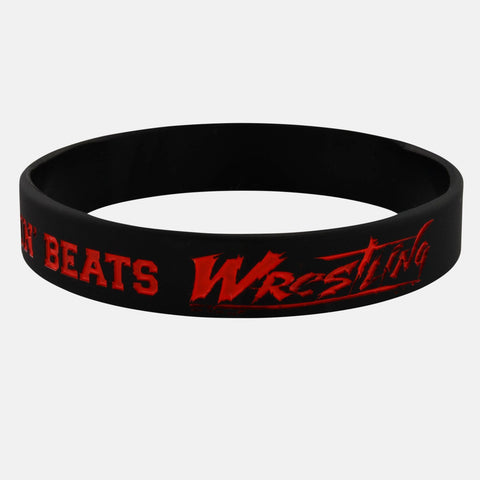 Nothin' Beats Wrestling Black Red Wristband