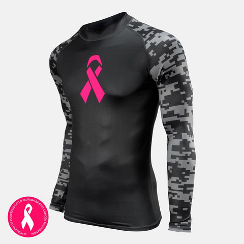 Charcoal Pink Ribbon long sleeve Jersey