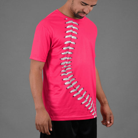 Sleefs BCA Pink Ribbon Pink and White Baseball Lace quick-dry jersey