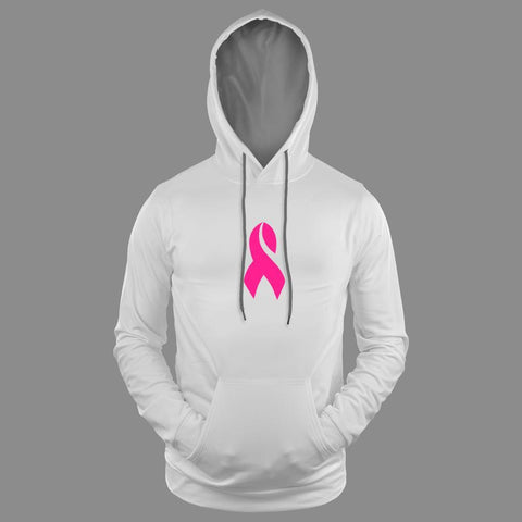 Sleefs BCA Pink Ribbon White fitted throw on hoodie