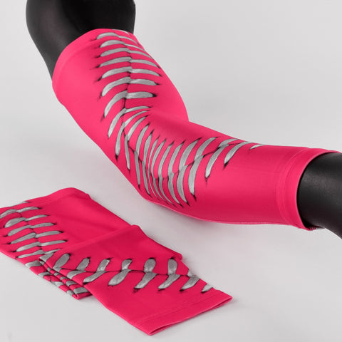 Sleefs BCA Pink Ribbon Pink and White Baseball Lace Arm Sleeve