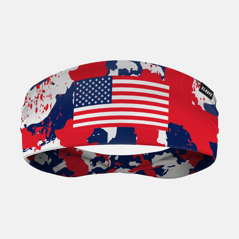 Red Blue White USA Flag Corrosive Double-Side Wide Headband