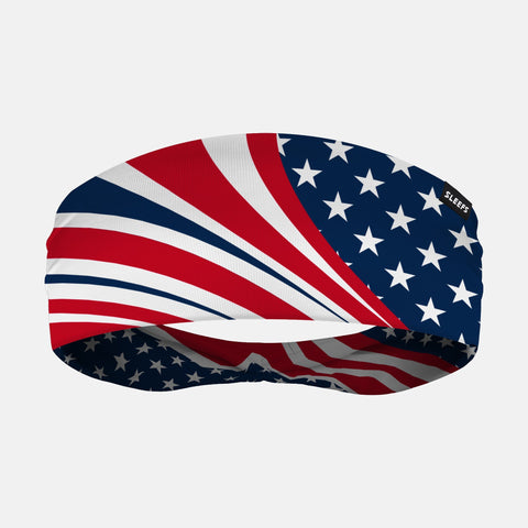 Red Curved Stripes And Stars Double-Side Wide Headband