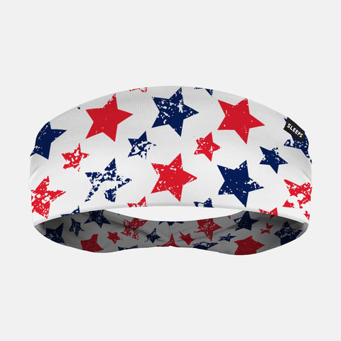 Rust Red Blue Stars Double-Side Wide Headband