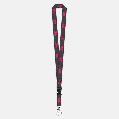 Sleefs BCA Pink Ribbon Gray and Pink Lanyard