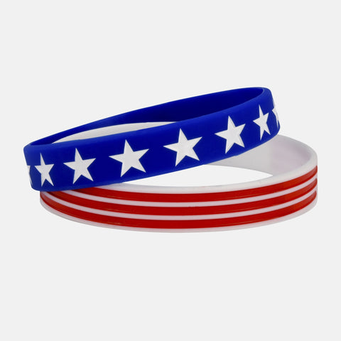 White Stars Red Stripes Wristband