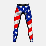 USA America Flag / Black Compression Tights / Leggings
