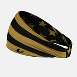 USA Flag Black and Gold Double-sided Wide Headband