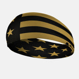 USA Flag Black and Gold Double-sided Wide Headband