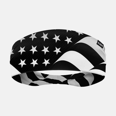 USA Flag Black and White Double-Side Wide Headband