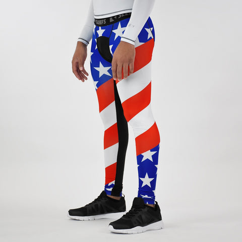 USA America Flag / Black Compression Tights / Leggings