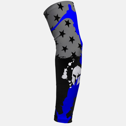 Warrior USA Blue Black White Gray Flag Arm Sleeve
