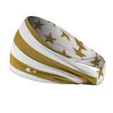 USA Flag White and Gold Double-sided Wide Headband