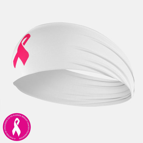 Sleefs BCA Pink Ribbon White Pink Ribbon Double-sided Wide Headband