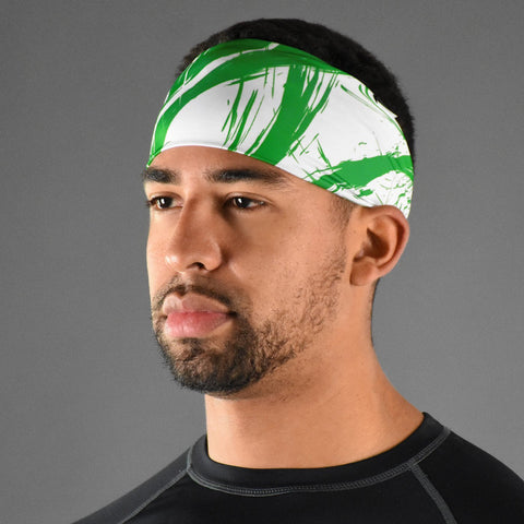 Fury Green and white Double-sided Wide Headband
