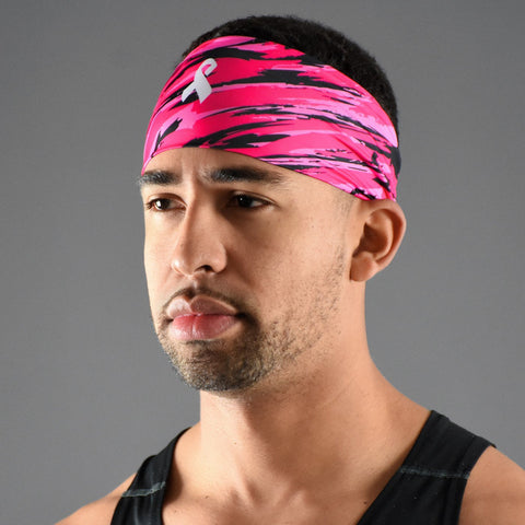 Sleefs BCA Pink Ribbon Tryton Pink Double-sided Wide Headband