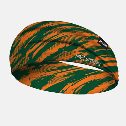 Santana Moss Green and Orange Double-sided Wide Headband